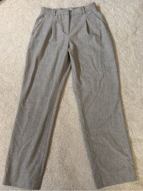 Abercrombie & Fitch Gray High-Waist Pleated Trousers